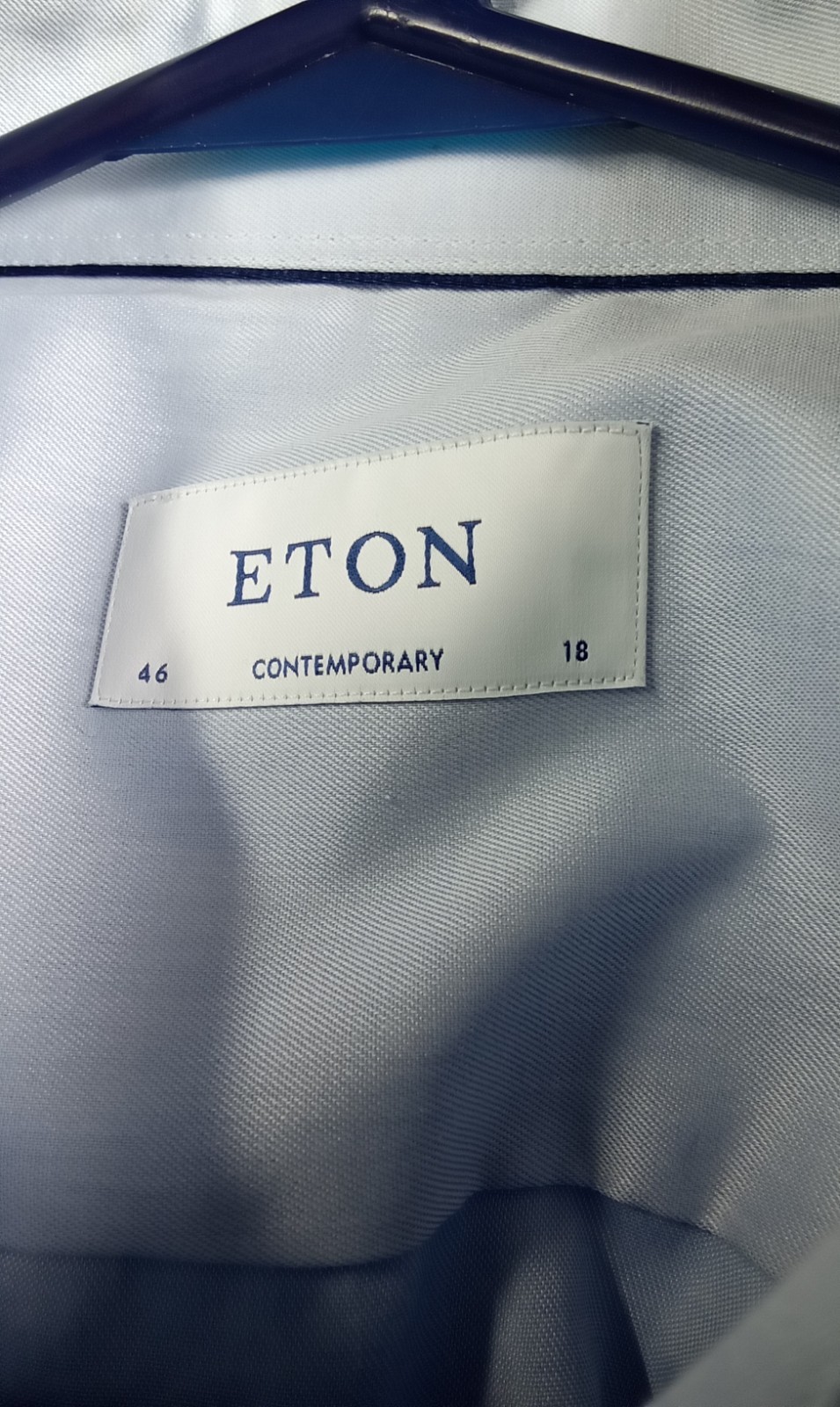 ETON Dress Shirts Men’s Button Up Classic Blue 100% Cotton 46/ 18 EUC