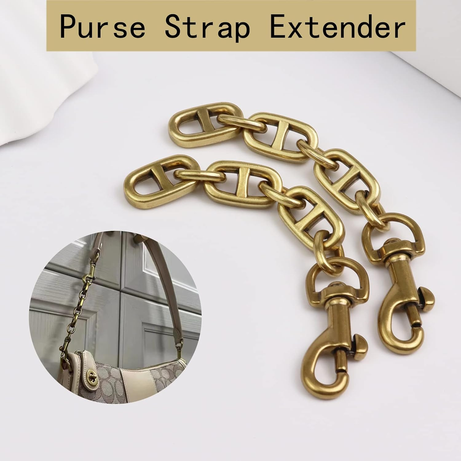 Purse Strap Extender 2Pcs 4.7 Inch Bag Extender Chain for Shoulder Bag Metal Cha