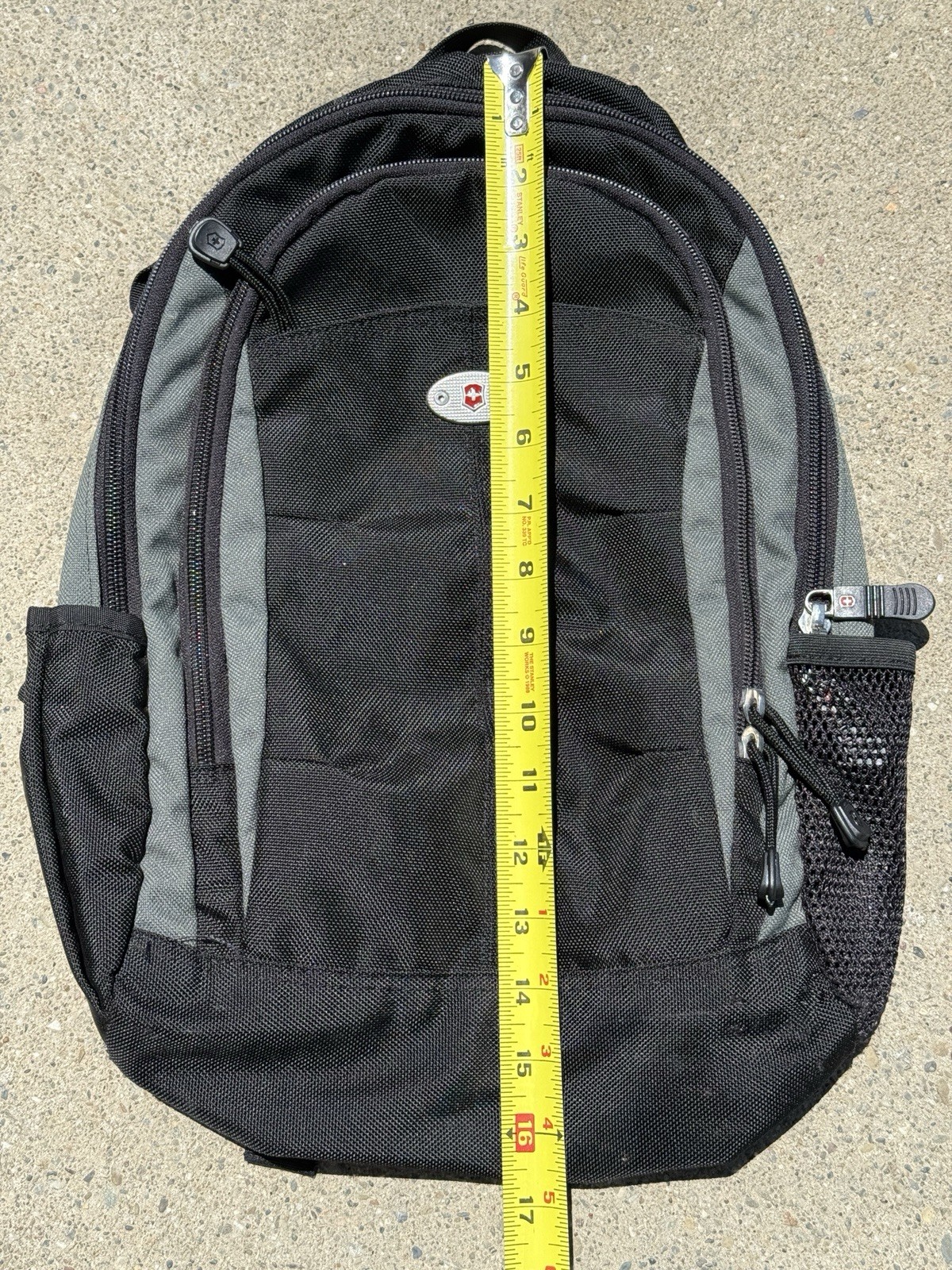 Victorinox Black/Gray Solid Backpack Daypack Zip Closure w/ Outer Pockets