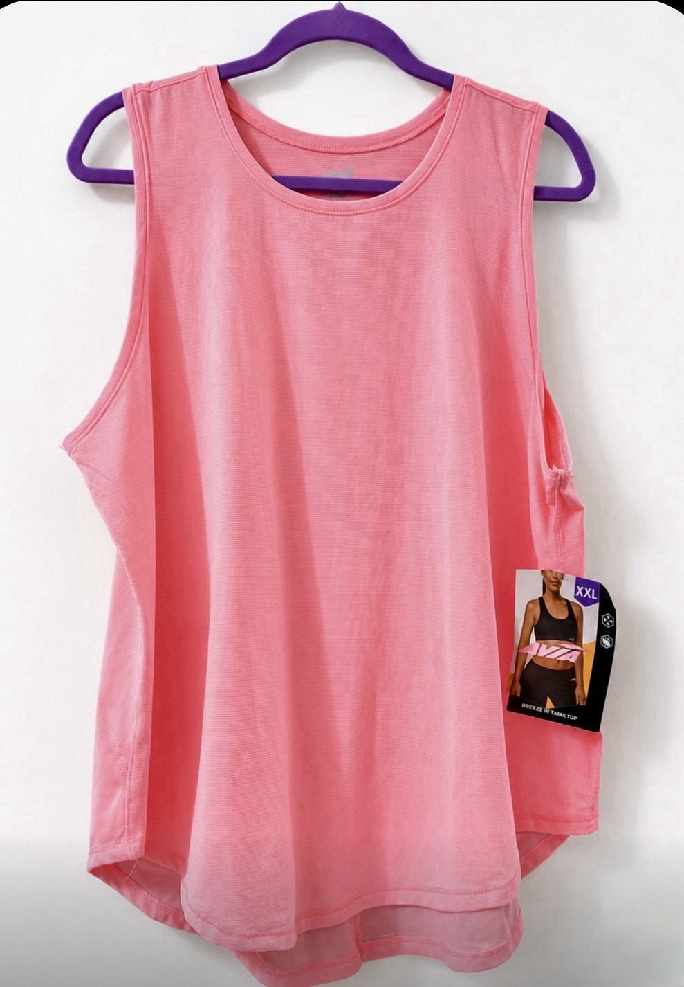 Avia Tank Womens M L 2X Performance Mesh NEON PINK Activewear Yoga NEW