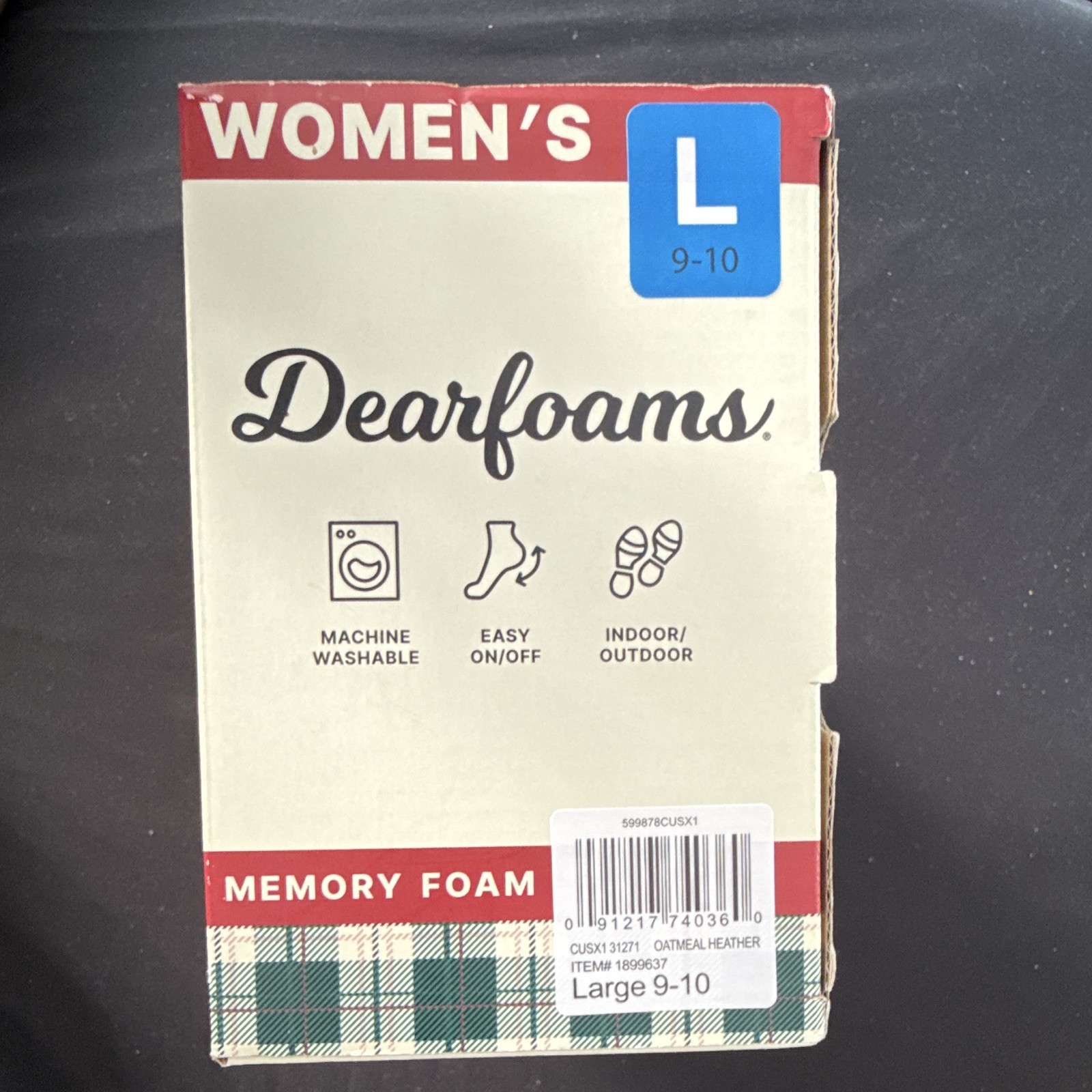 Dearfoams Memory Foam Machine Washable Knit Slip-On Slippers Oatmeal 9-10