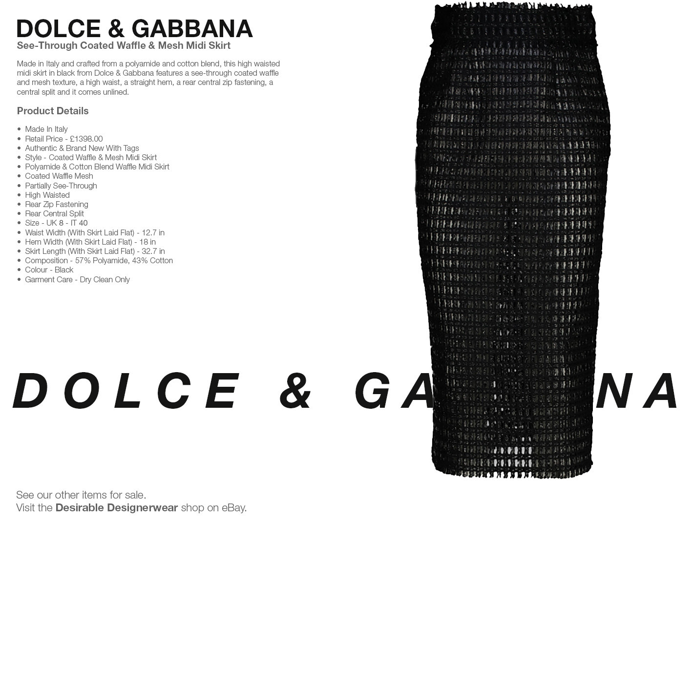 DOLCE & GABBANA Leather Mini Skirt High Waist Brown Size 40 – RP £2145.00