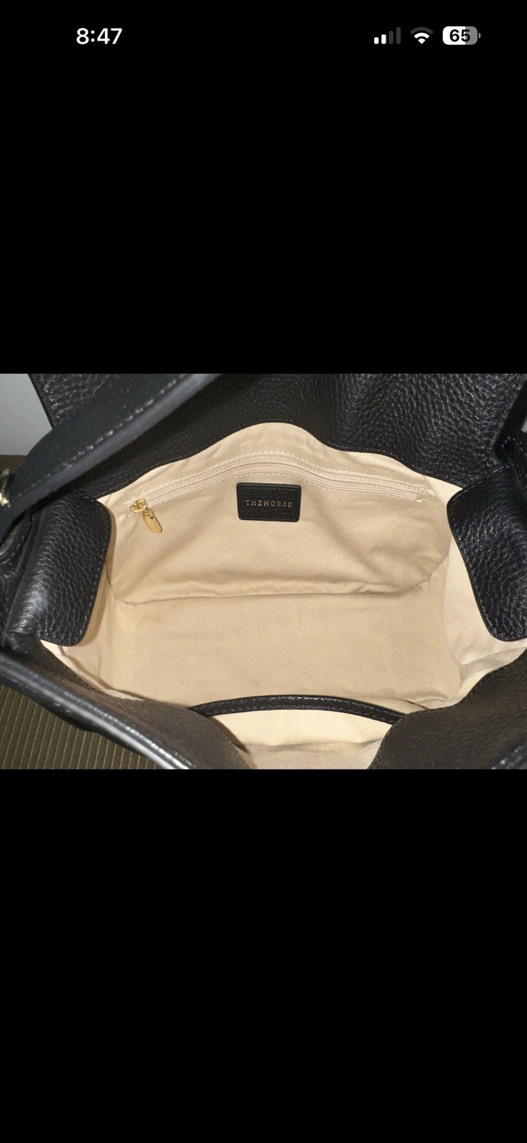 The Horse Black Clementine Shoulder Bag Detachable Adjustable Strap Gold HW