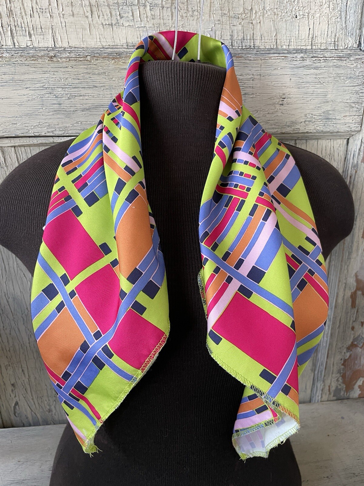 Lush Knot Wrap Plaid Multi-Colored 100% Recycled Polyester Large Square