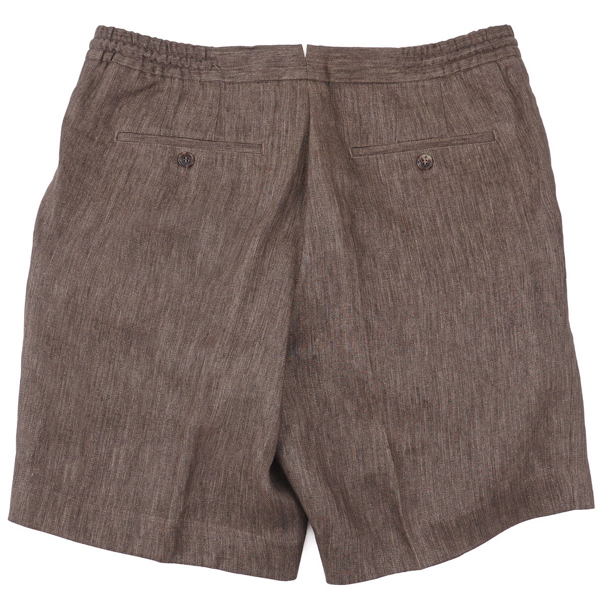 Brett Johnson Mid Brown Woven Solbiati Linen Drawstring Shorts L (35-36) NWT