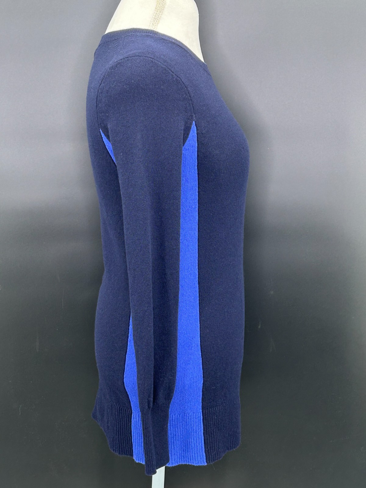 Aqua Cashmere Sweater Womens S Pullover Knit Tunic Blue Colorblock Long Sleeve