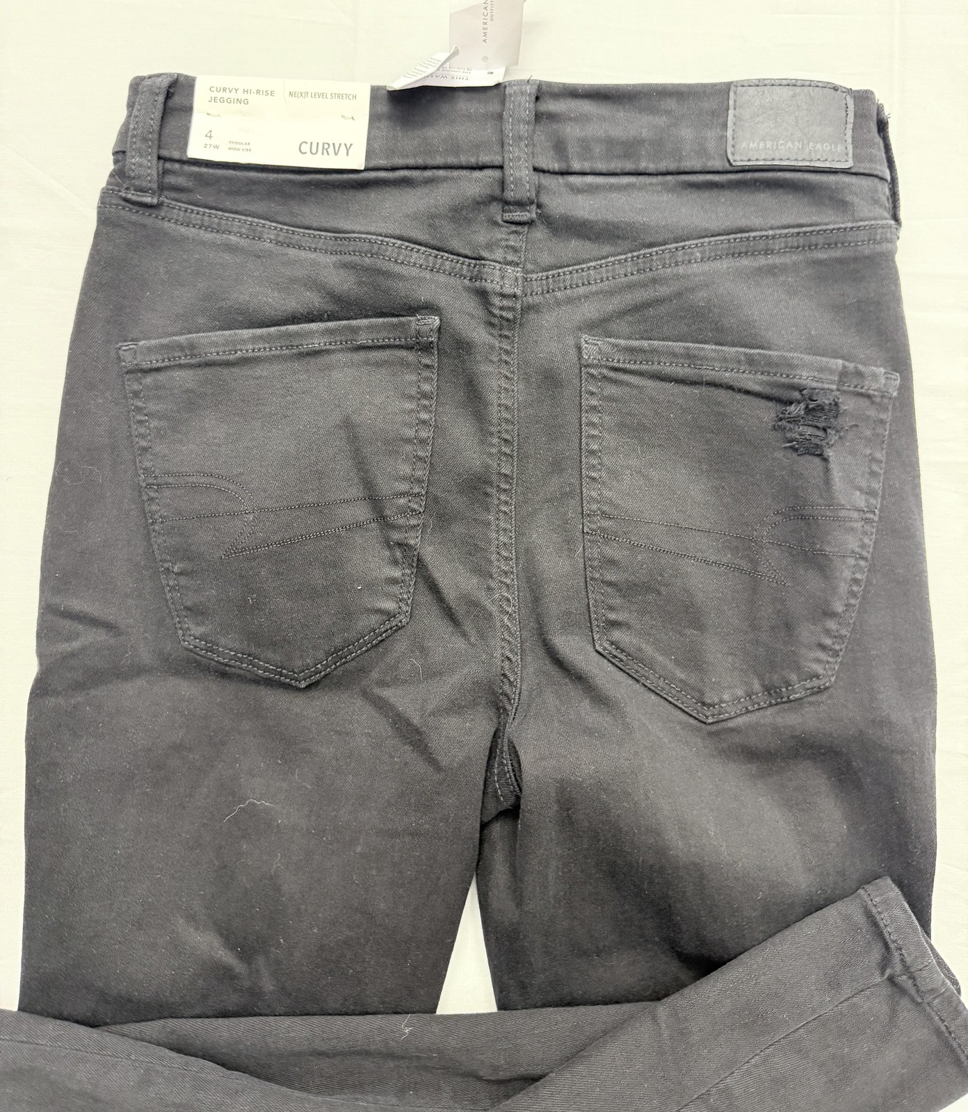 American Eagle Outfitters Jegging Jeans Womens 4 Black Hi-Rise Distressed 27×29