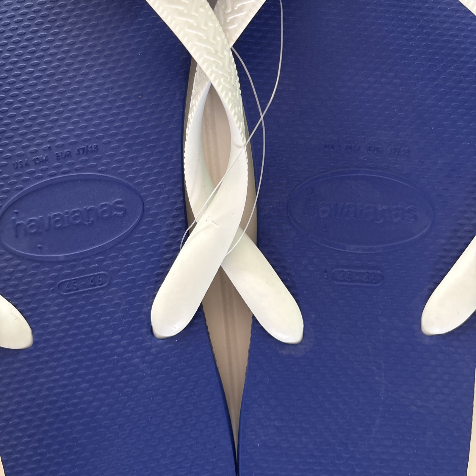 Havaianas Brazil Flip Flops Blue White Mens Size 13/14 NWT