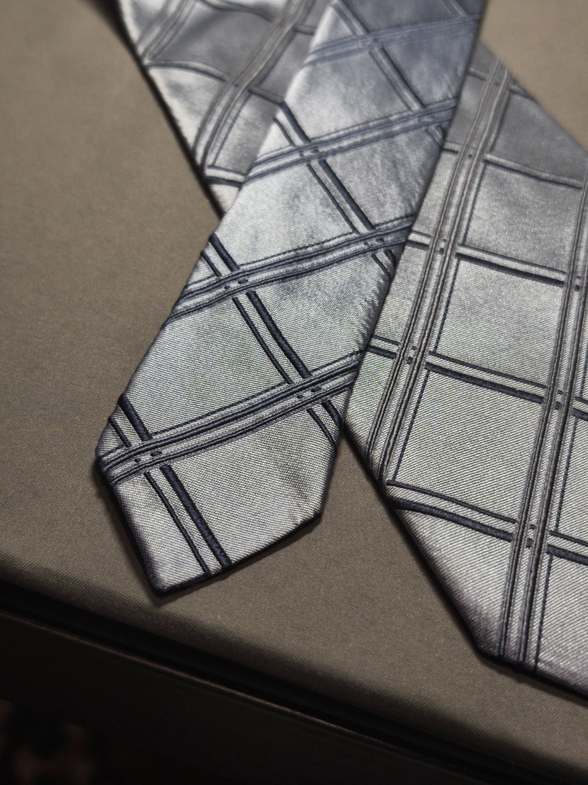 Tino Cosma – Solid Color Grey Scottish Tartan Silk Tie Made in Italy