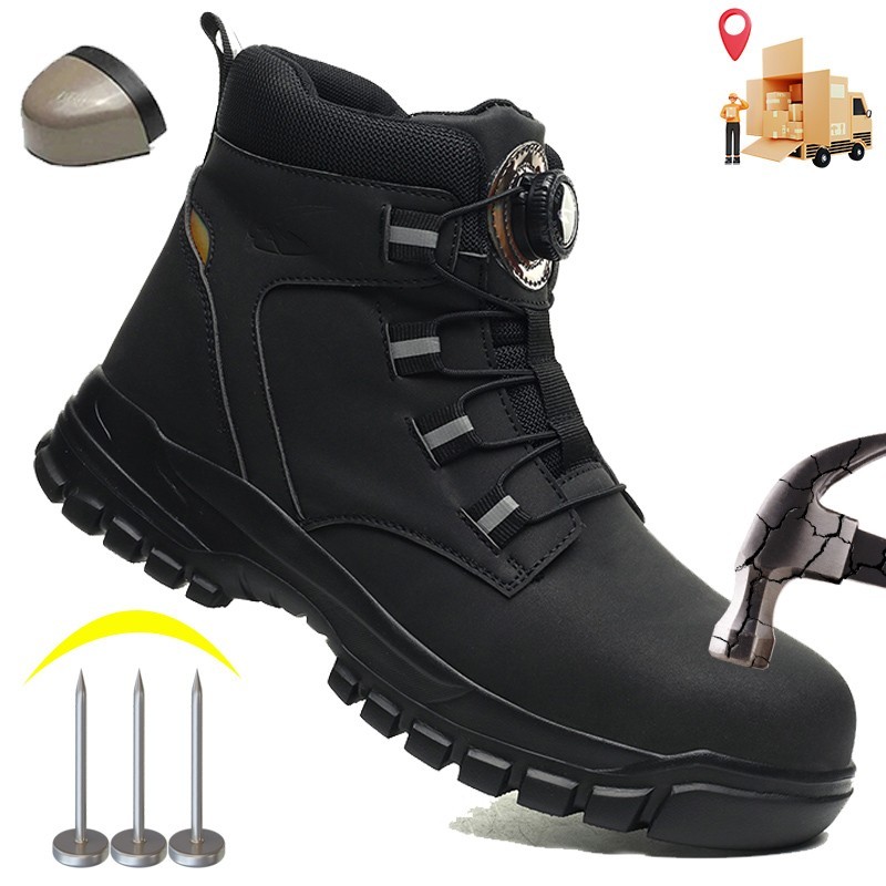 Rotary Buckle New Work Sneakers Protective Shoes Anti-smash Steel Toe Shoes