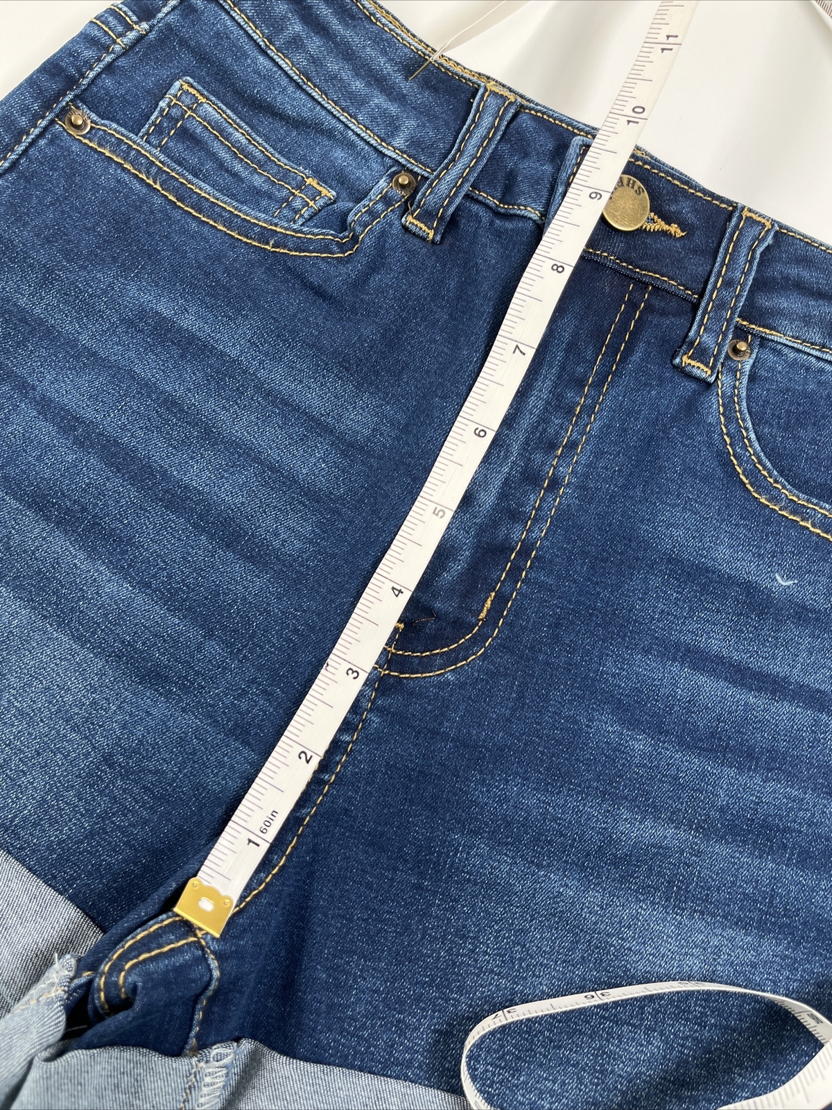 Shein Zipper Fly Cuffed Hem Denim Shorts Dark Wash Size XS (2)