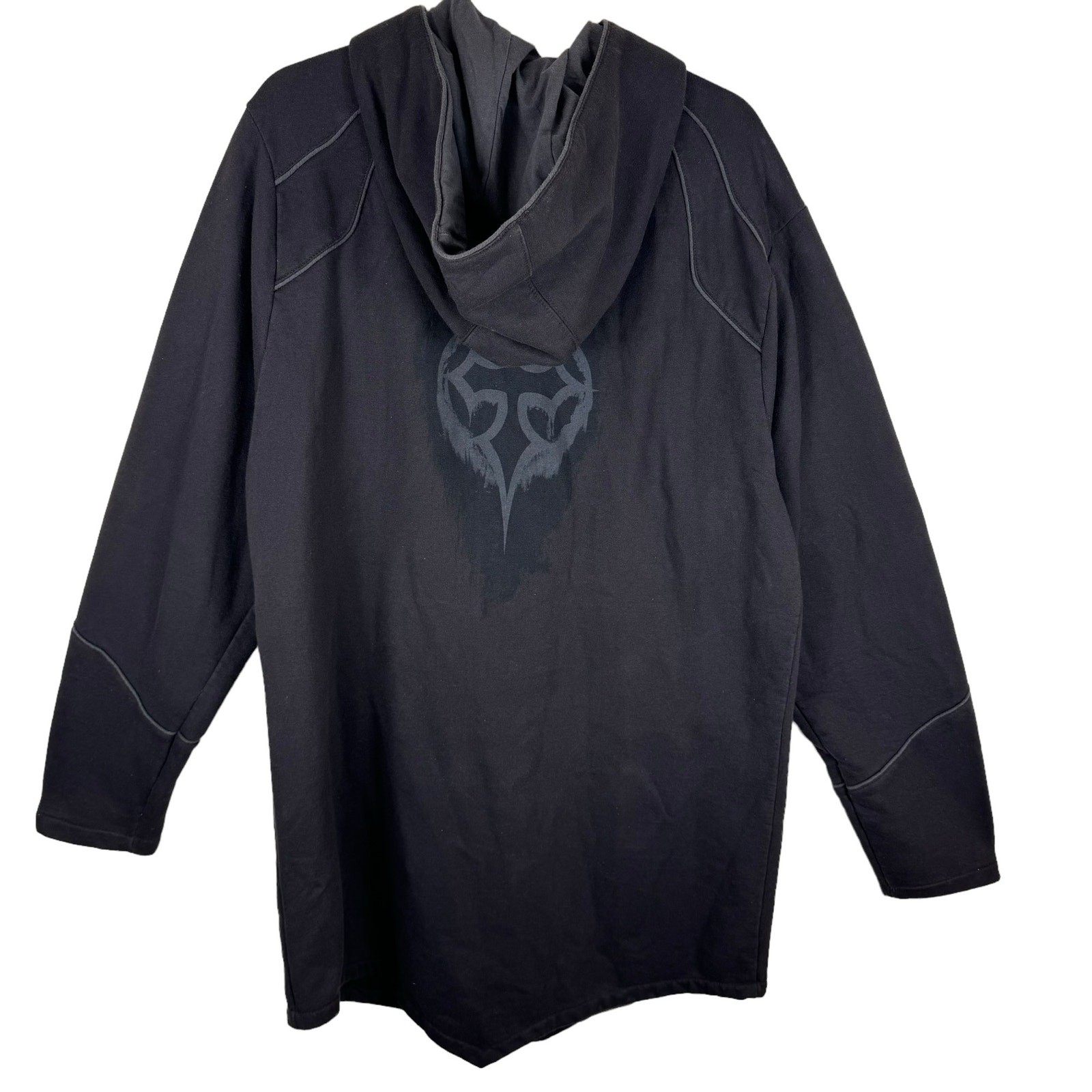 Jinx Black Long Sleeve Hooded Long Fitting Full Zip Snap Sweatshirt Jacket 2XL