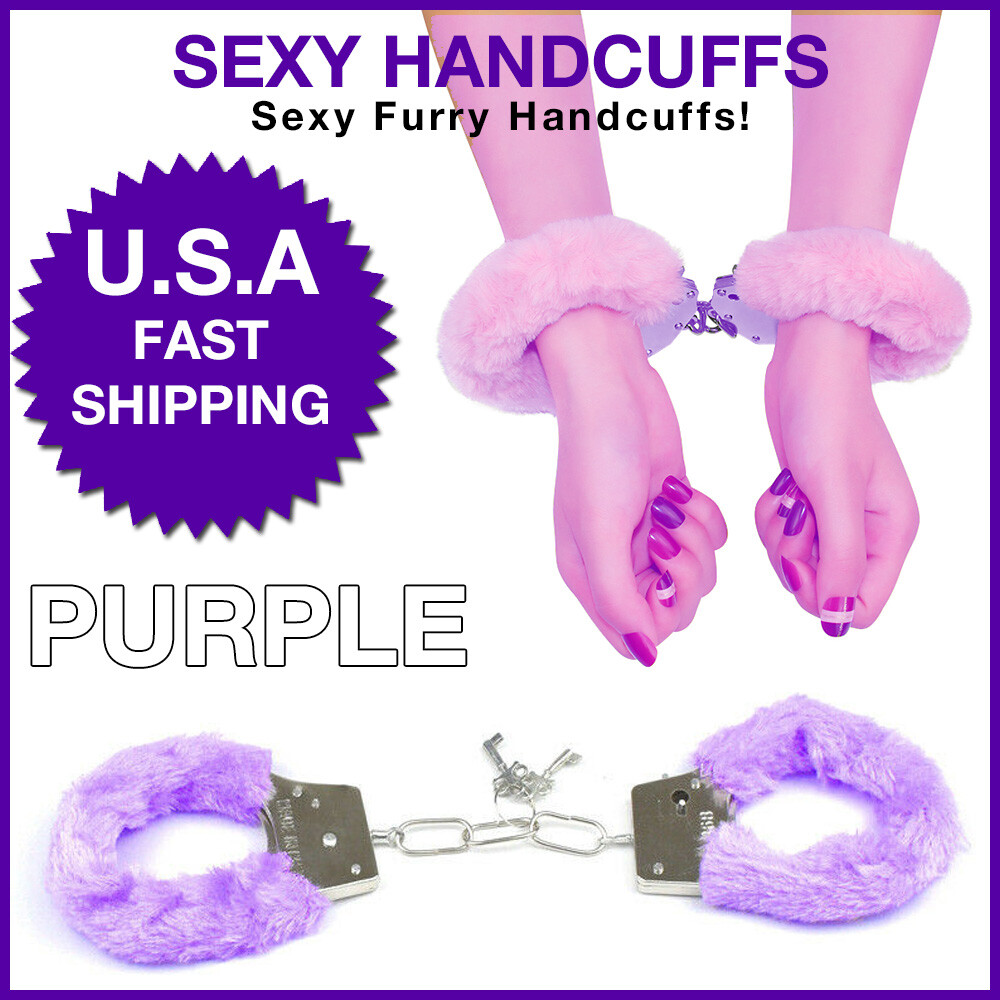 Simple Female Adult Handcuffs in Purple for Costume Theater Reenactment Bedroom