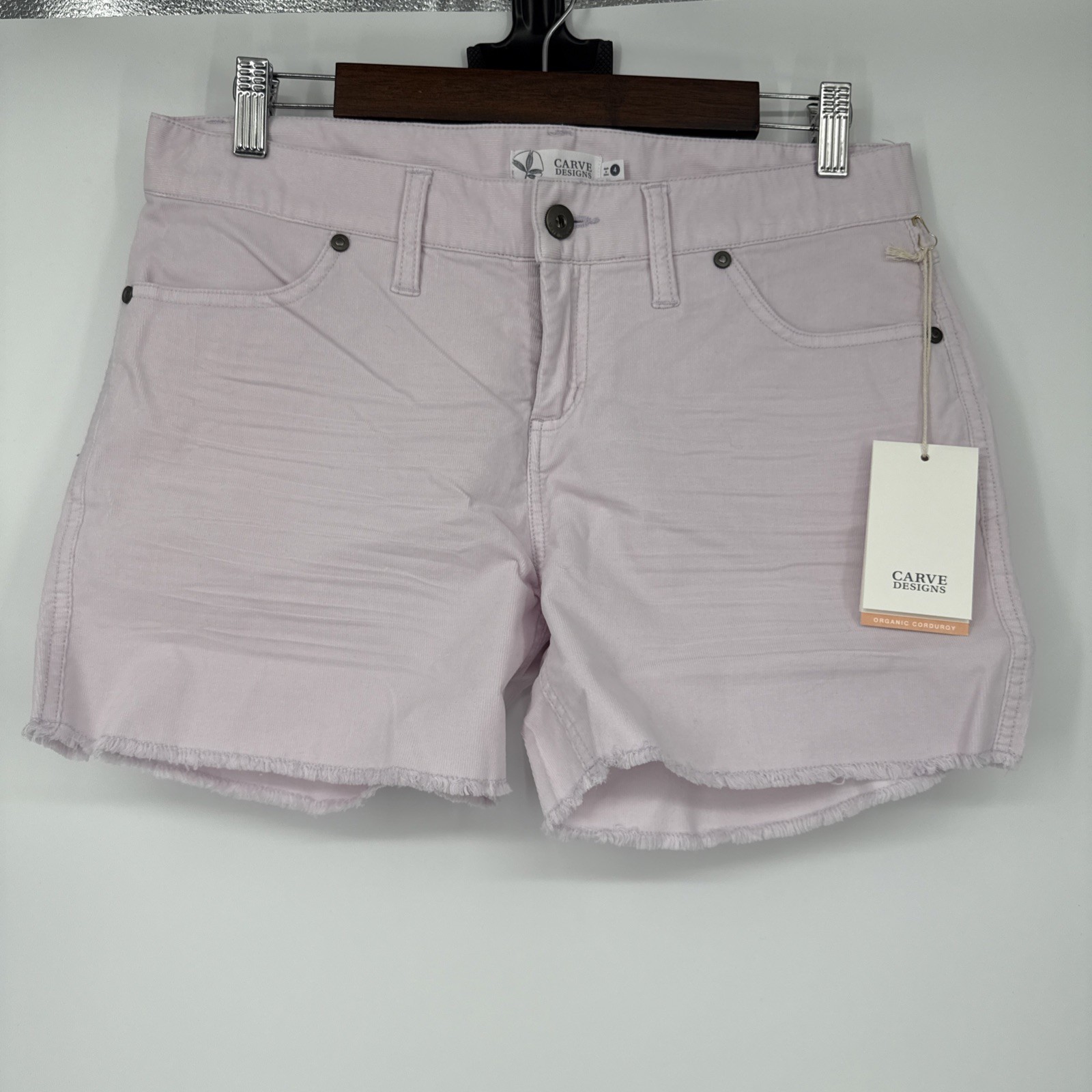NWT Carve Designs Oahu Shorts 4” Size 4 Raw Hem Corduroy Women’s Purple Surf