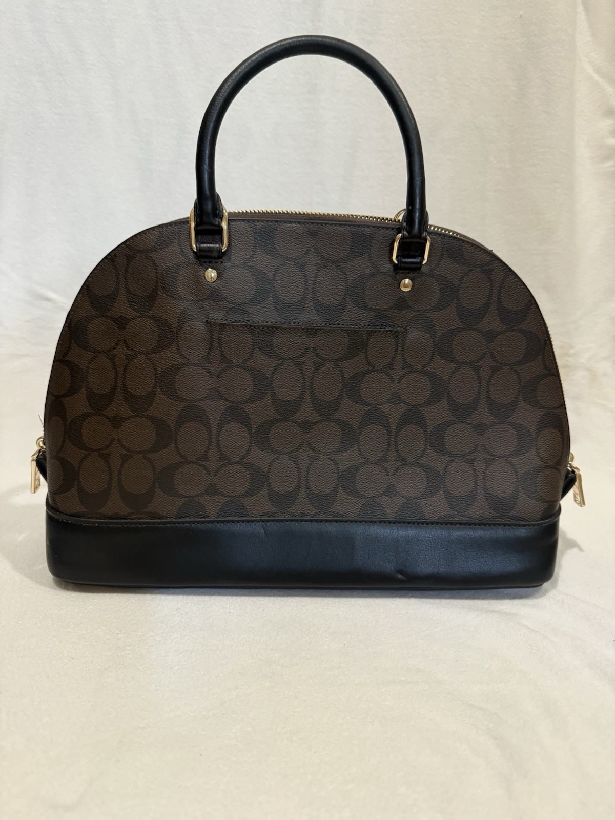 Coach Sierra Satchel Brown Logo Signature Strap Bag Dome