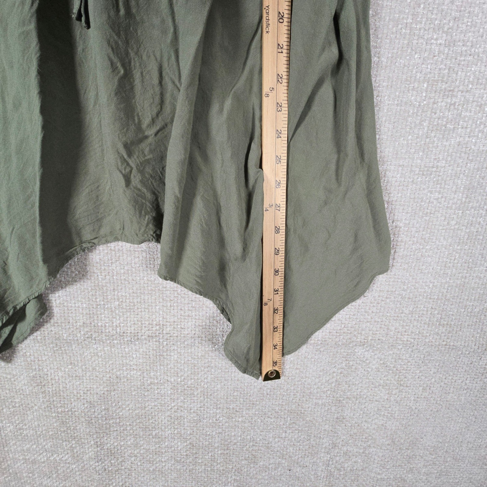 Torrid Womens Olive Green Lattice Back Handkerchief Hem Tunic Top Size 2 2X