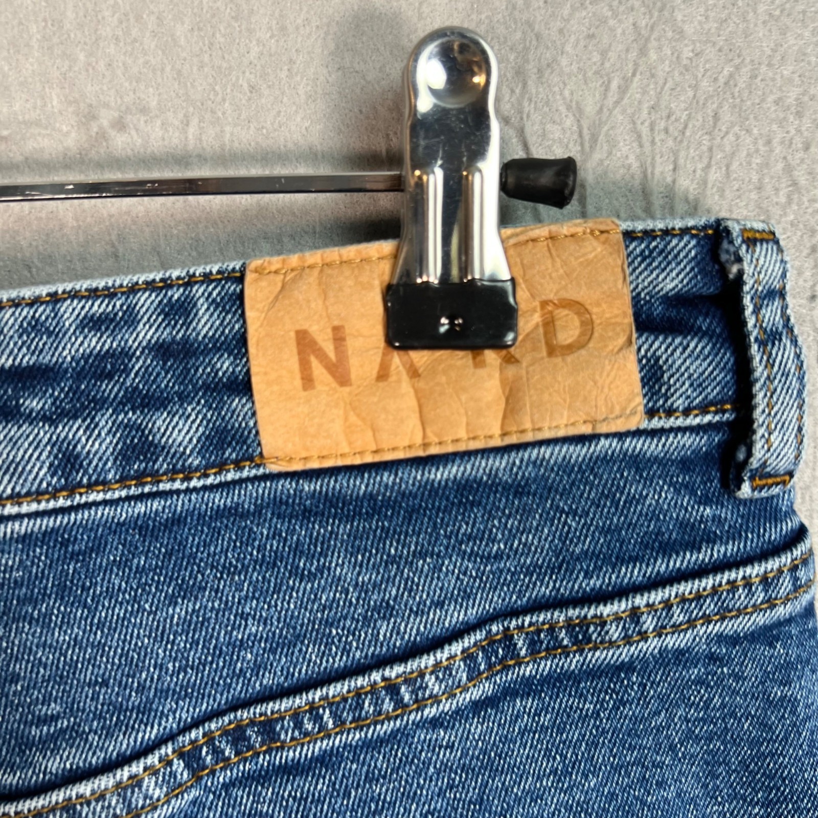 NA-KD Art High-Waisted Straight-Leg Denim Jeans Womens Size 34 Blue