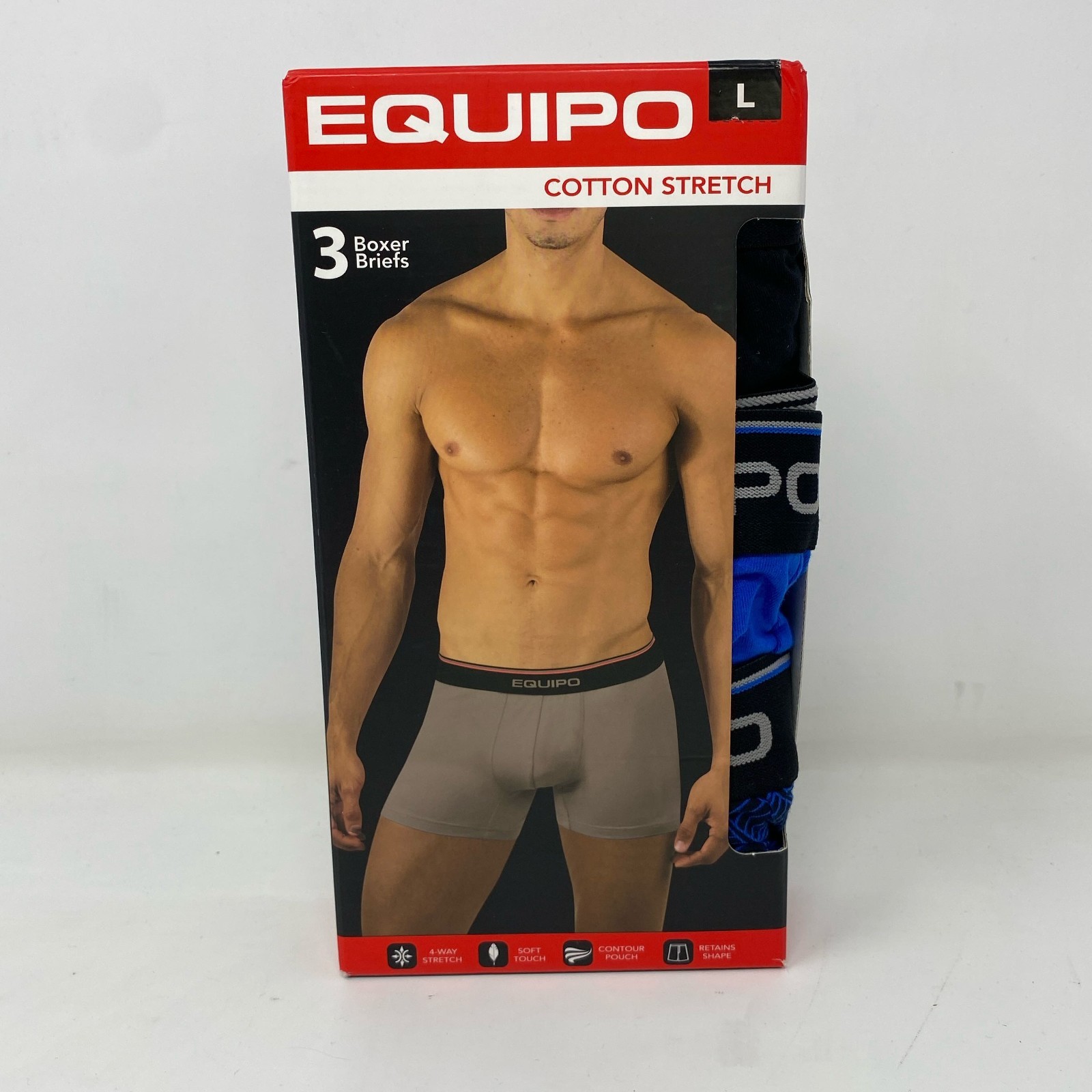Equipo Men’s 3-Pack Boxer Briefs Blue/Black Assorted – Size L