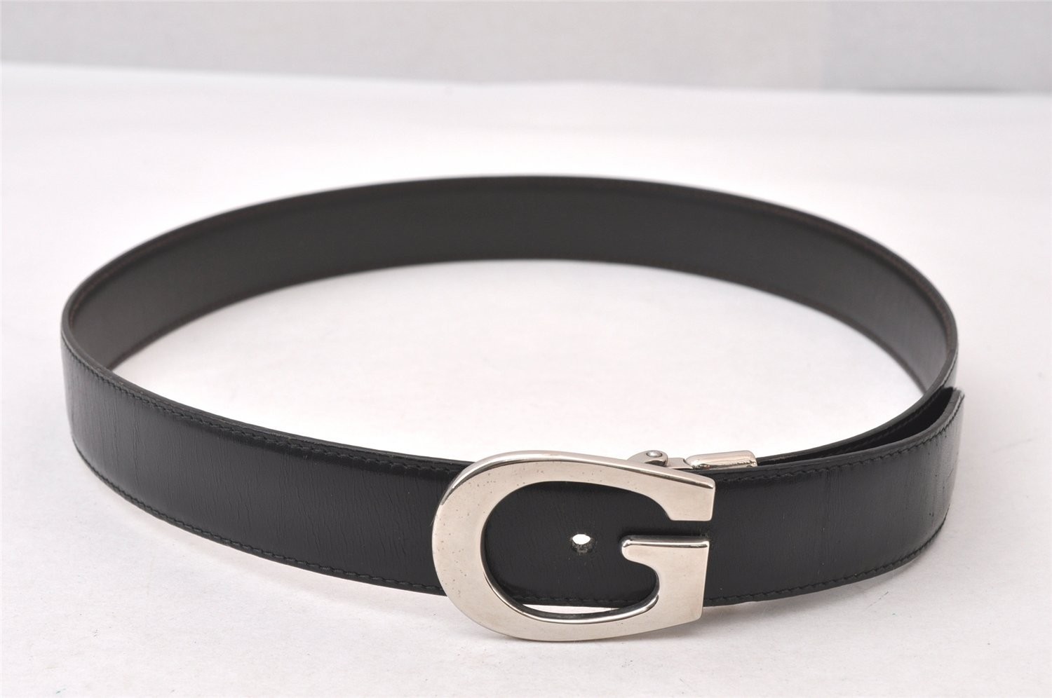 Authentic GUCCI Vintage Belt Leather Size 77-82cm 30.3-32.3″ Black 869AA