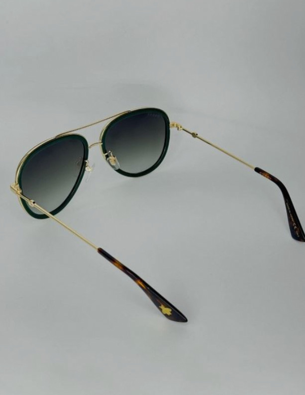 🔥 Gucci GG0062S Aviator Sunglasses Gold Frame Green Lens Unisex