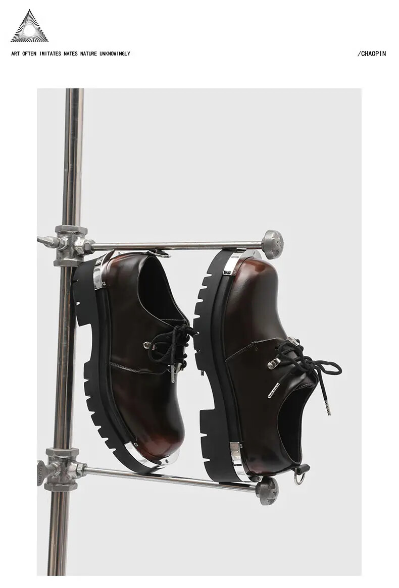 Mens Metal Round Toe Casual Lace Up Dress Formal Business Platform Fashion Shoes