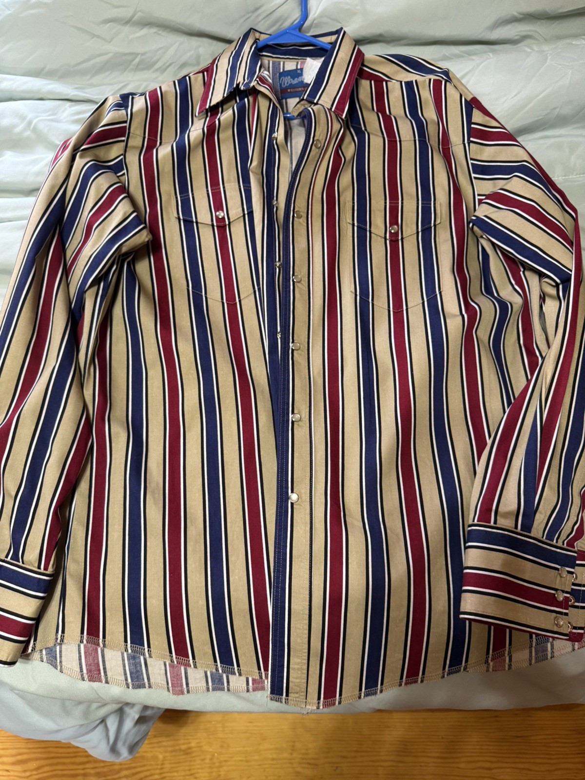 Wrangler Men’s XL Pearl Snap Stripe brush popper