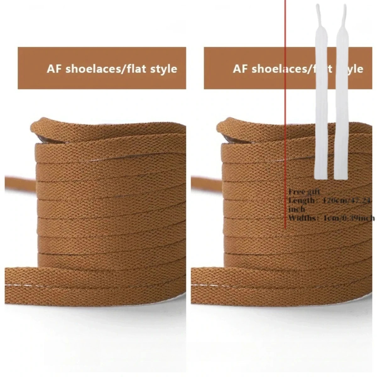 3 Pairs Flat Round AF1 Shoelaces Wheat Brown – Autumn Replacement Strings for Sp