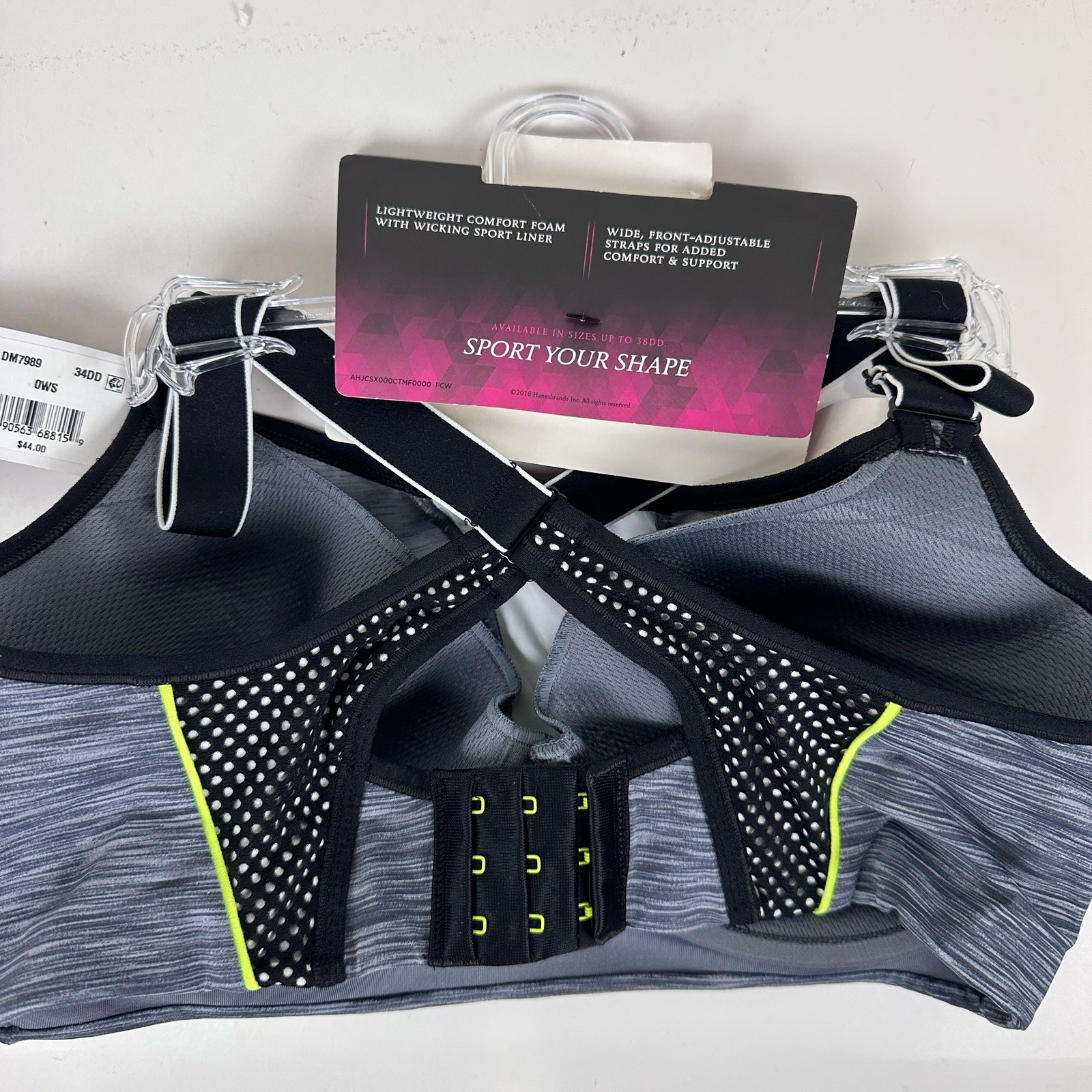 Maidenform DM7989 Ultimate Med Impact Sports Bra Crossback UW Womens 34DD Gray