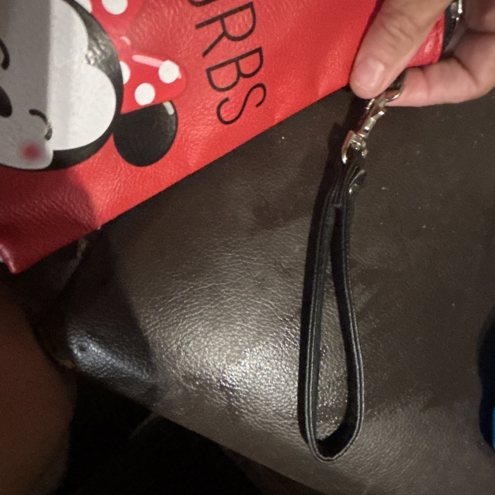 Disney Minnie Mouse Red Zip Wristlet Clutch w/ Applique, Lined Pockets