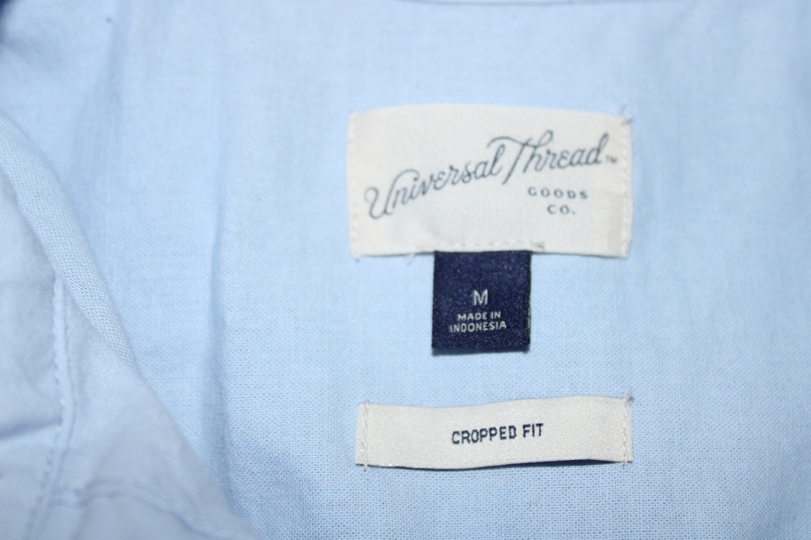 Women’s Universal Thread Light Blue Cropped Button-Up Shirt Cotton Linen, Size M