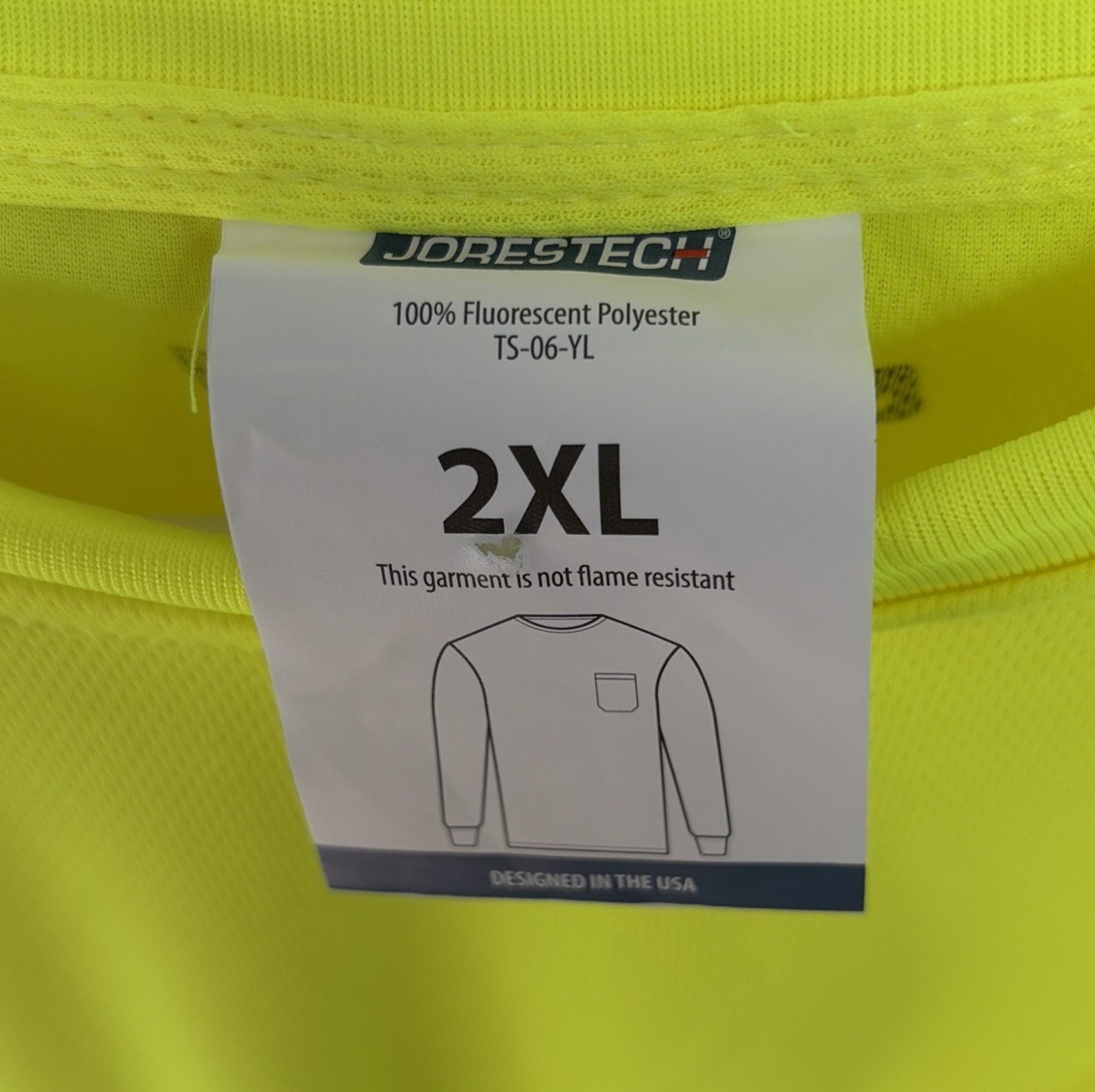 Construction Work Safety Shirt Mens 2XL Fluorescent Polyester With Pocket