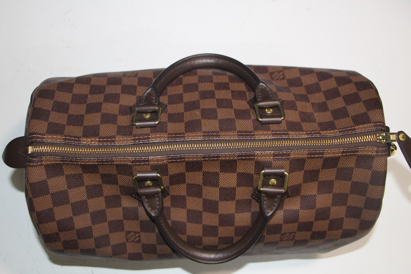 Louis Vuitton Speedy 35 Damier Ebene Brown Canvas Satchel Bag