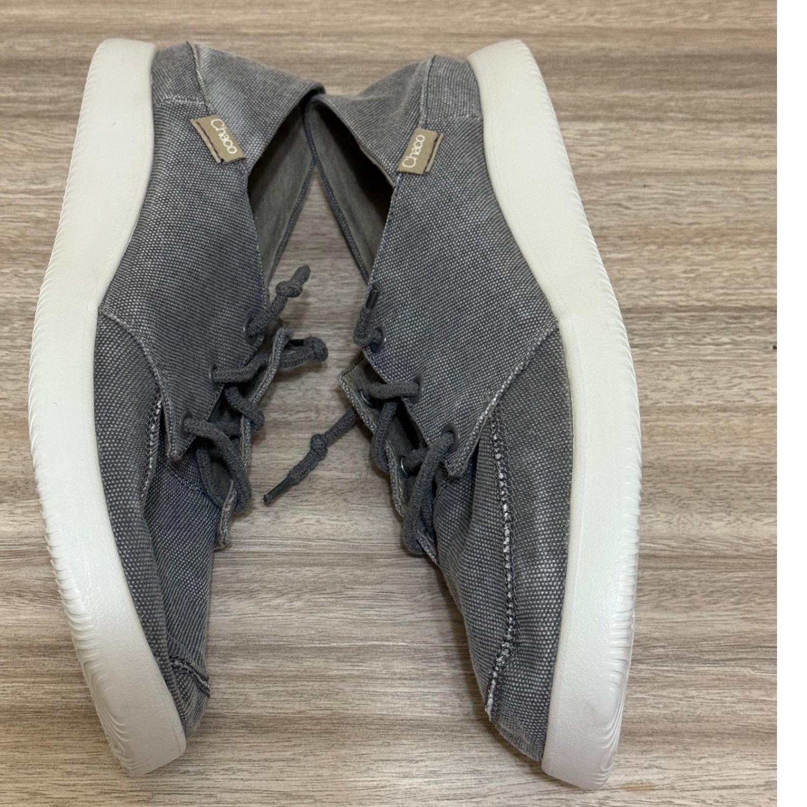 Chaco Sneakers Men 9 Gray Chillos Canvas Slip On Boat Shoes Luvseat Casual