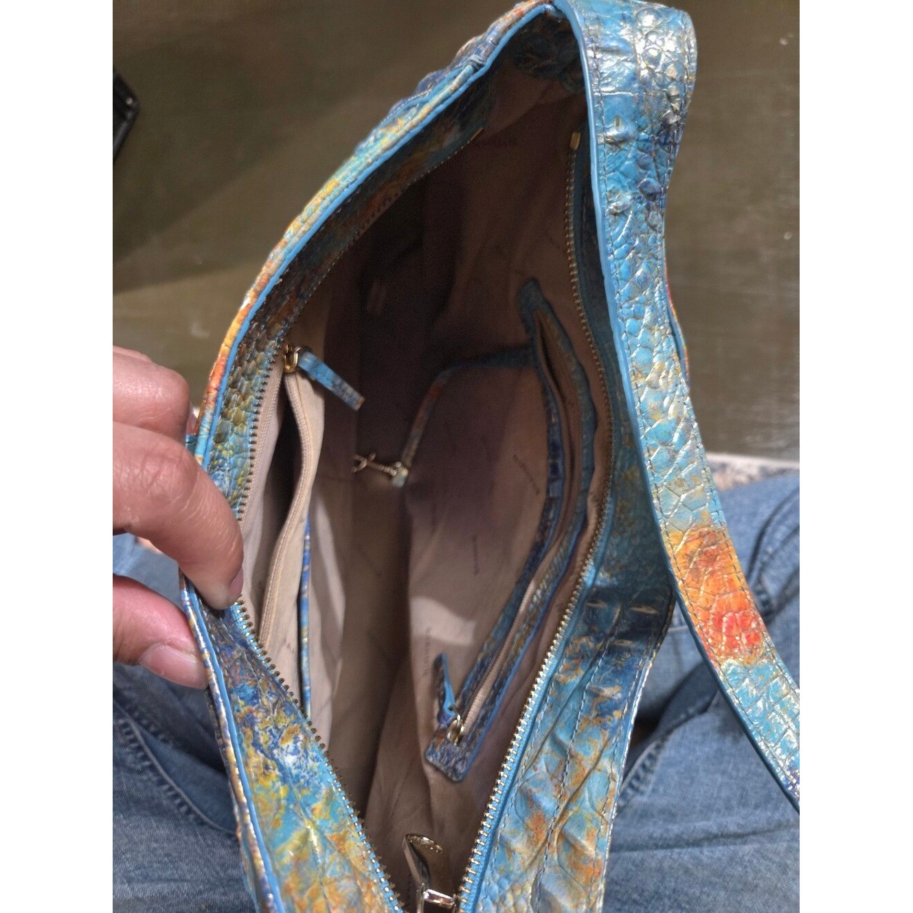 NWOT Brahmin Shoulder Bag in Reef Melbourne Croc-Embossed Leather
