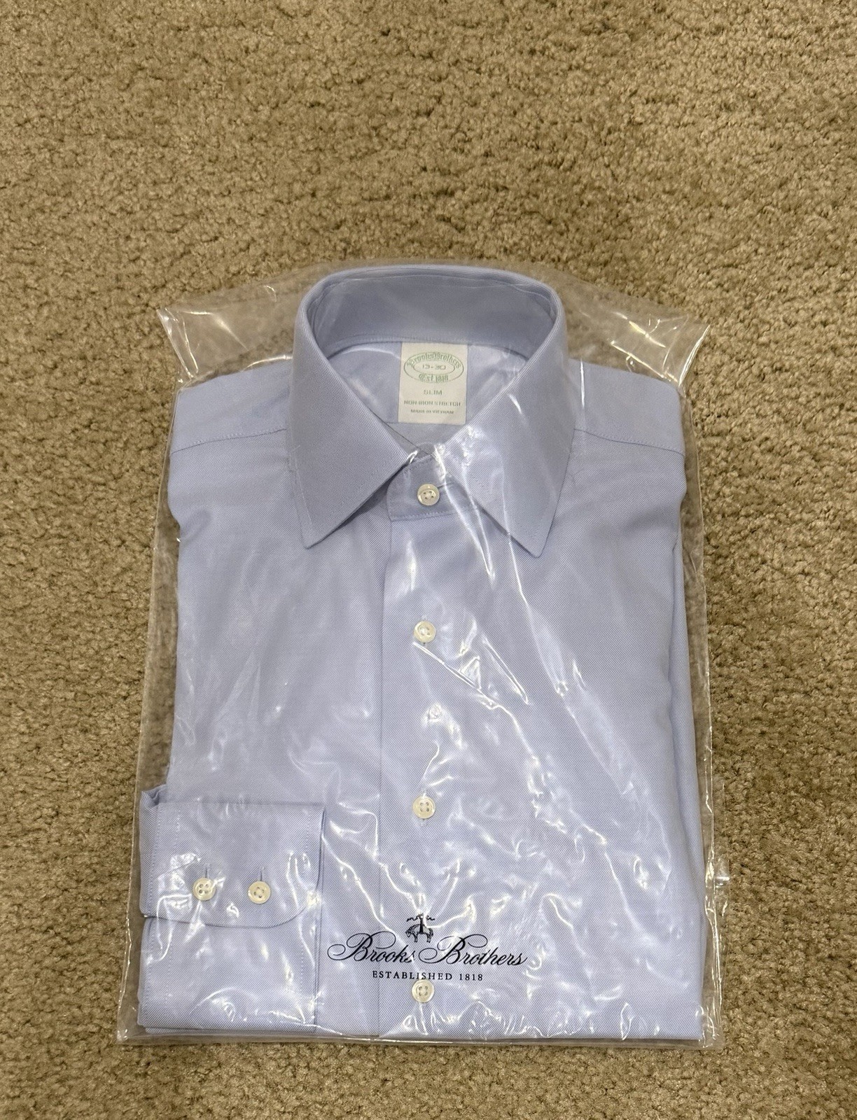 Brooks Brothers Slim Fit Non-Iron Dress Shirt Size 13/30