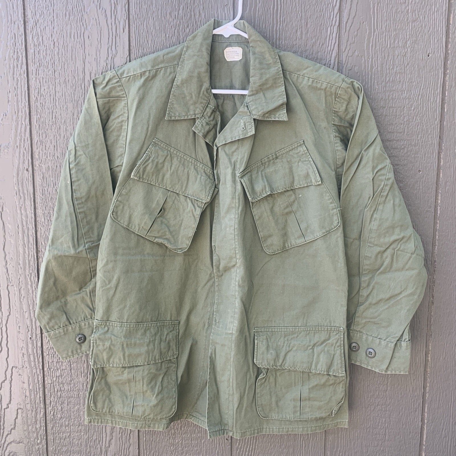 Vtg US Army Jungle Fatigue Poplin OG 107 Class1 Med Reg Combat Tropical Stop Rip
