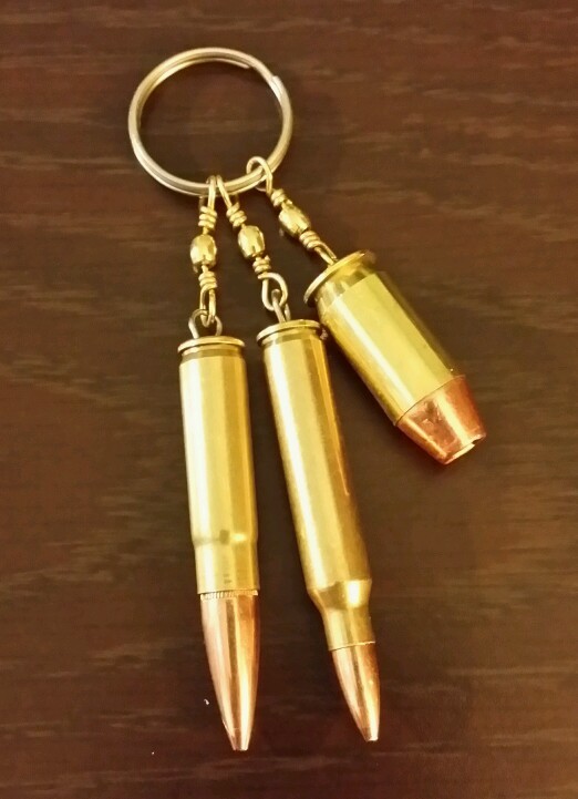 3- 45 acp 223 5.56 300 308 38 7.62 blkout key chain bullet trench art ornament