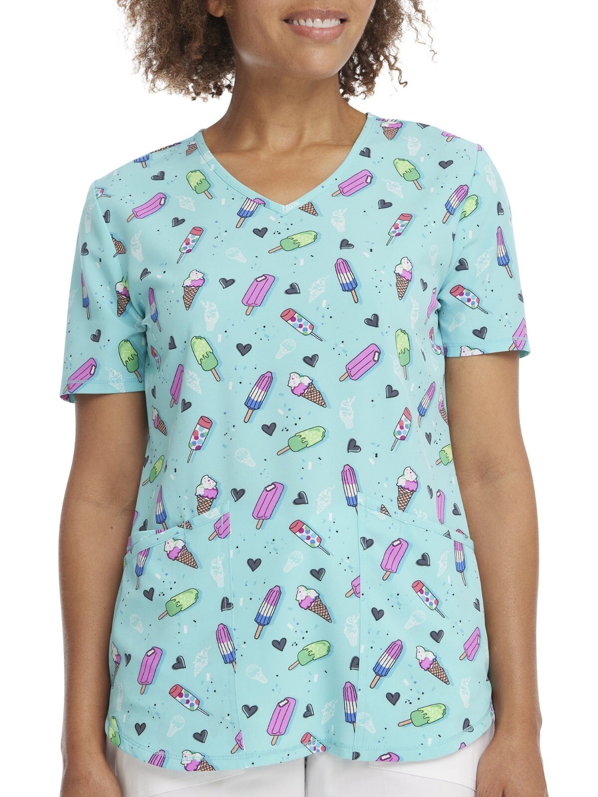 Scrubstar Women’s “Chillin Treats” V-Neck Print Scrub Top Small
