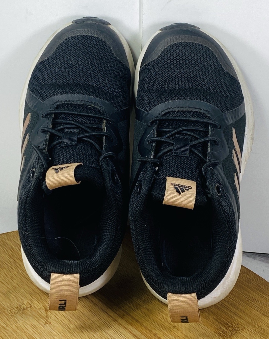 Adidas FortaRun X Running Shoes Girls Sz 11.5K Black Rose Gold Sneakers FV7998