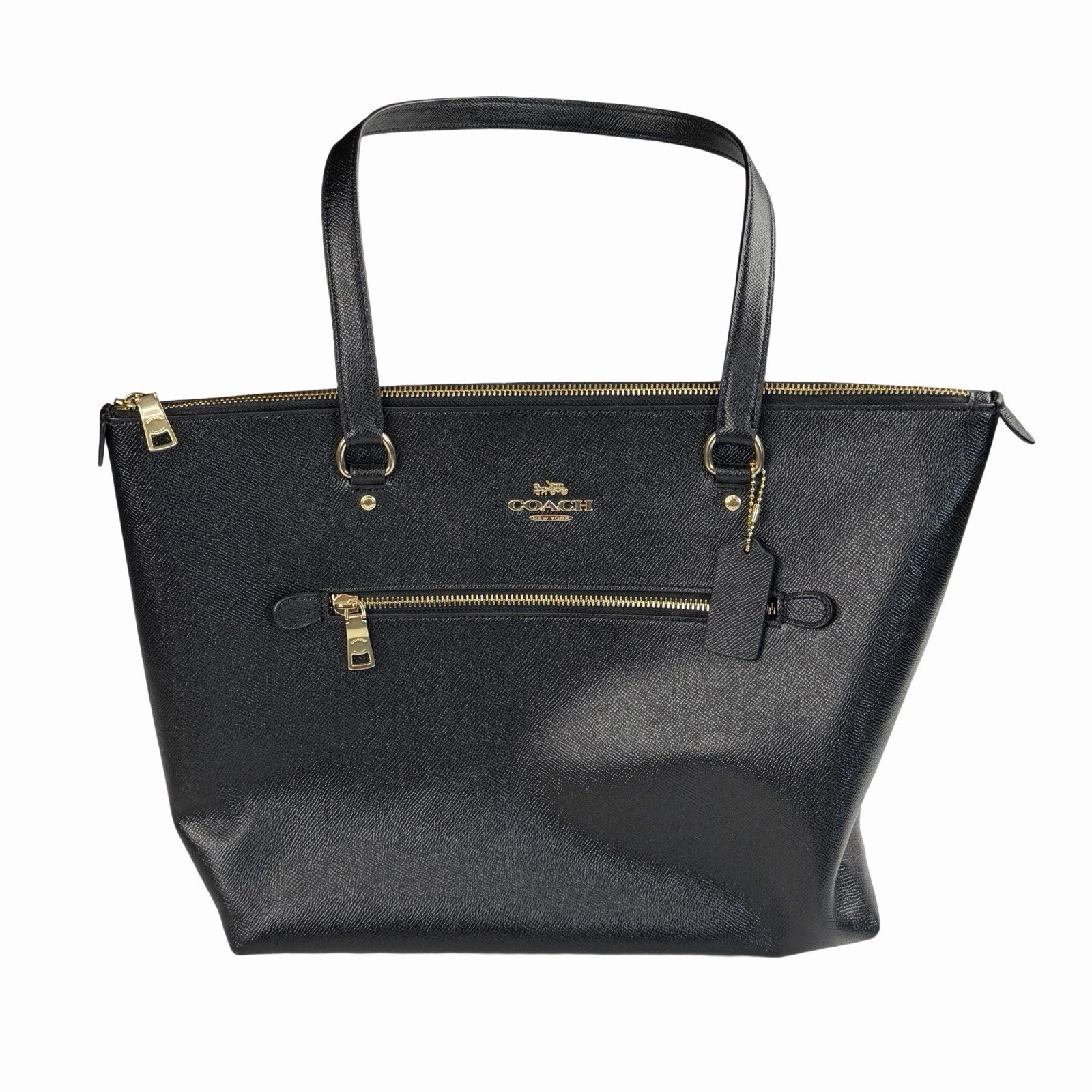 COACH GALLERY TOTE Black Crossgrain Leather Gold Hardware F79608 NWT $350