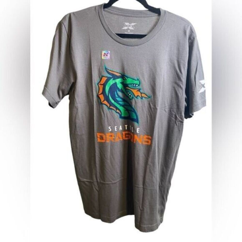 NWT- Unisex Seattle Dragons XFL Football Gray Short Sleeve – Size XLarge