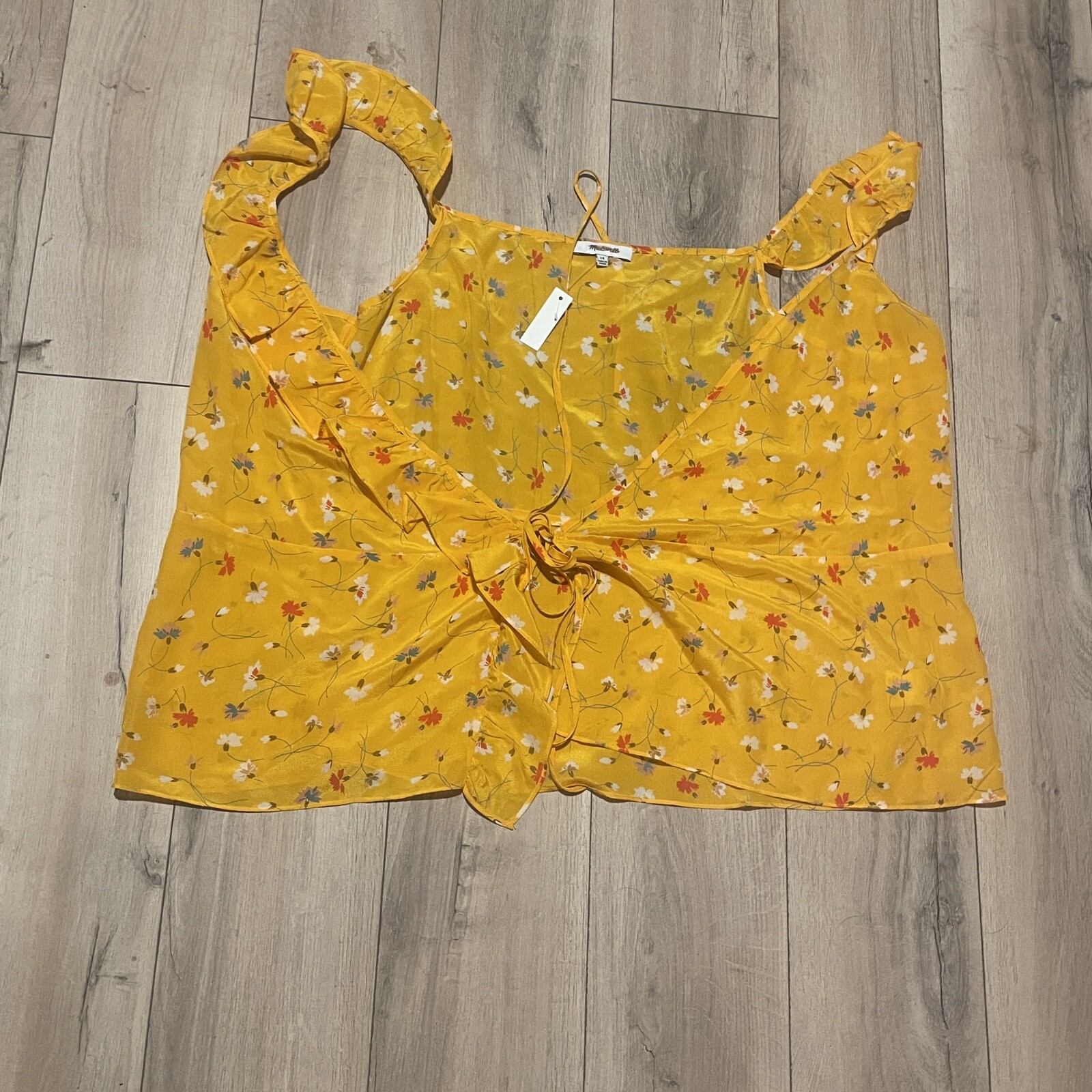 MADEWELL SIZE 14 Silk Wrap Cami Top in Painted Carnations J2992