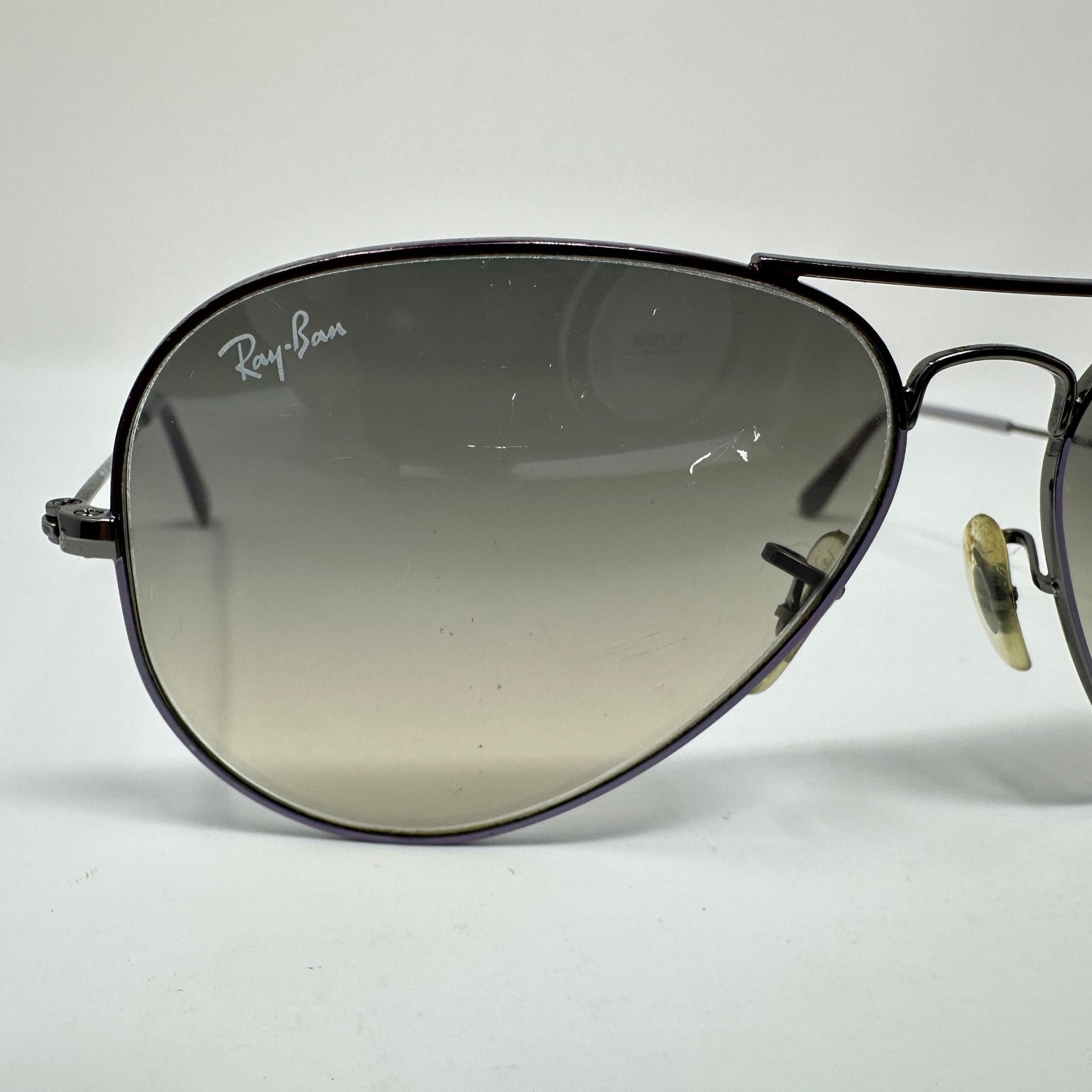 Ray-Ban Aviator Sunglasses Unisex Large Metal RB3025 Purple Frame Lens Scratches