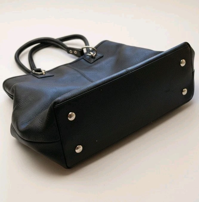 COACH Penelope Shoulder Bag Black Pebbled Leather F19264 Front Turn-Lock Tote