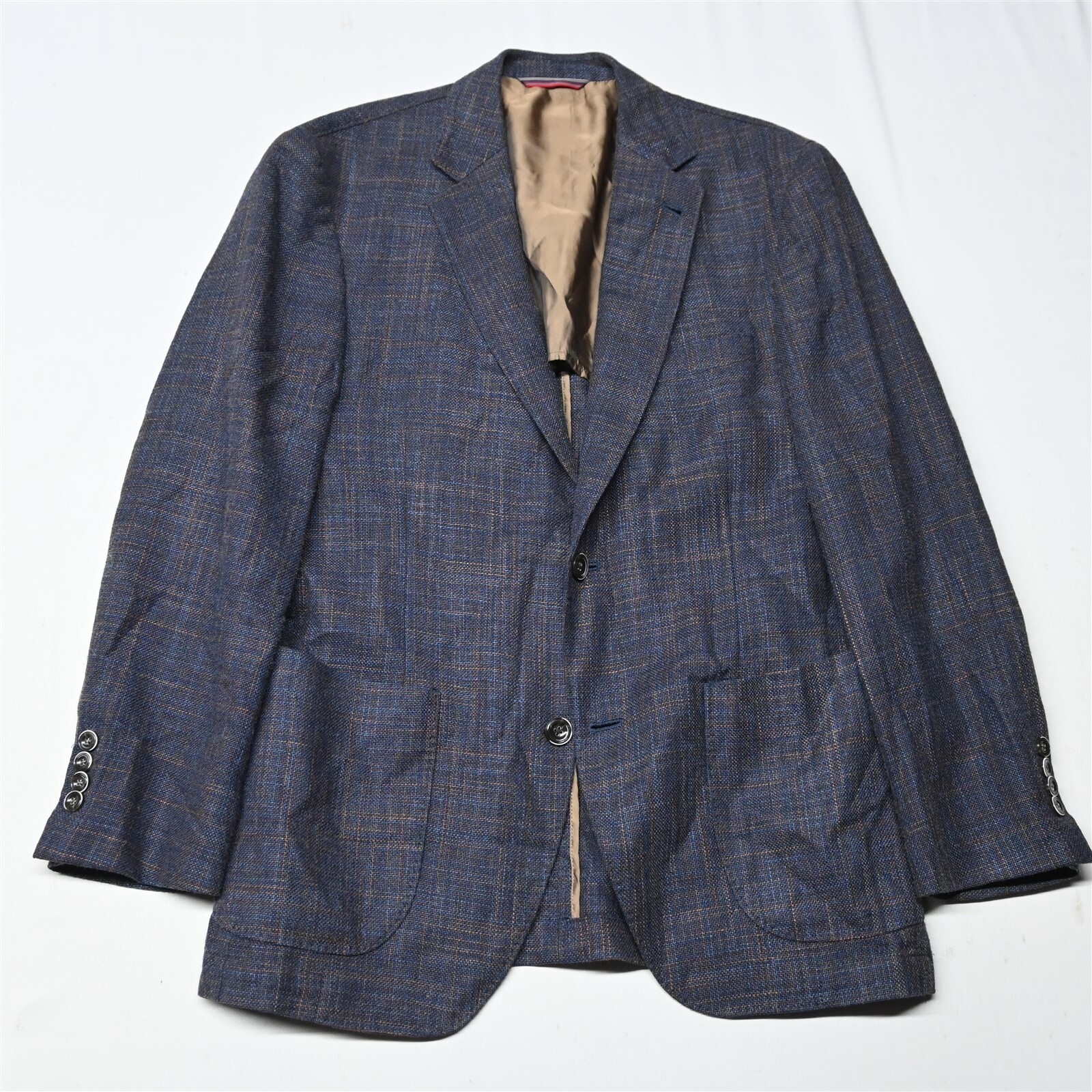 Kroon 38R Blue Check Wool Silk Bono 2 Mens Blazer Suit Jacket Sport Coat