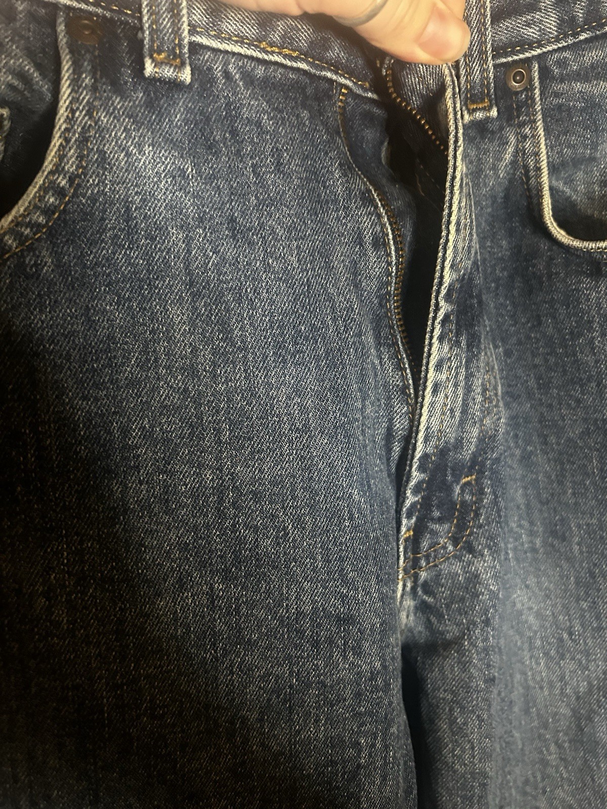 Classic Men’s Dark Blue Denim Jeans Straight Leg Fit 34×34