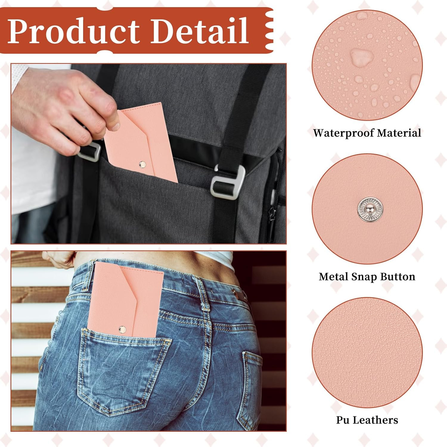 2-Piece Cash Envelope Wallet – PU Leather Reusable Budget Envelopes for Cash Ch