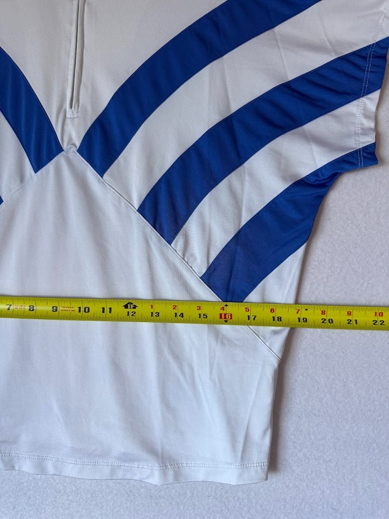Jamie Sadock Golf Polo Women Medium White Blue Striped Quarter Zip Stretch Top