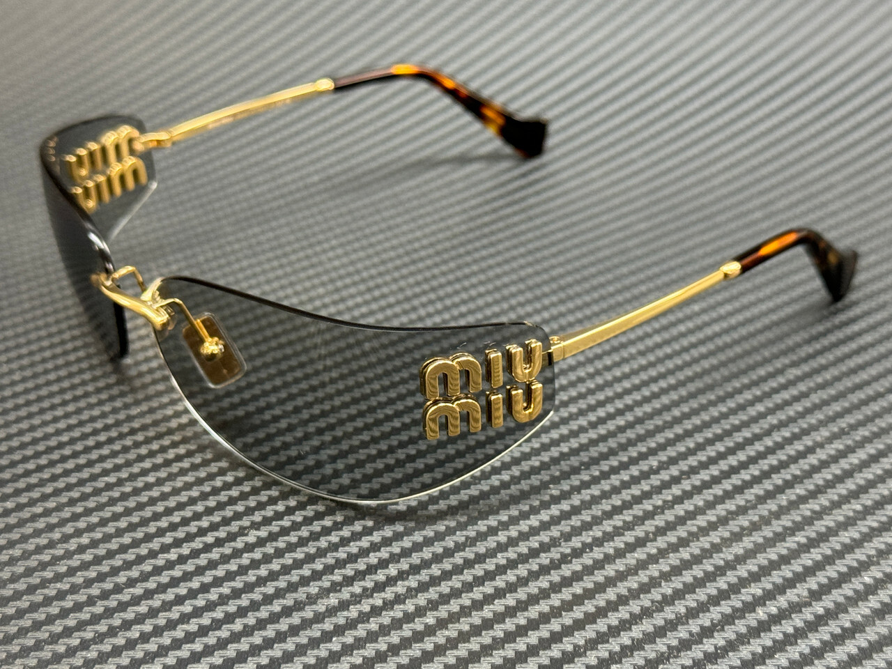 MIU MIU MU A51S 5AK50K Gold Grey Women’s 75 mm Sunglasses