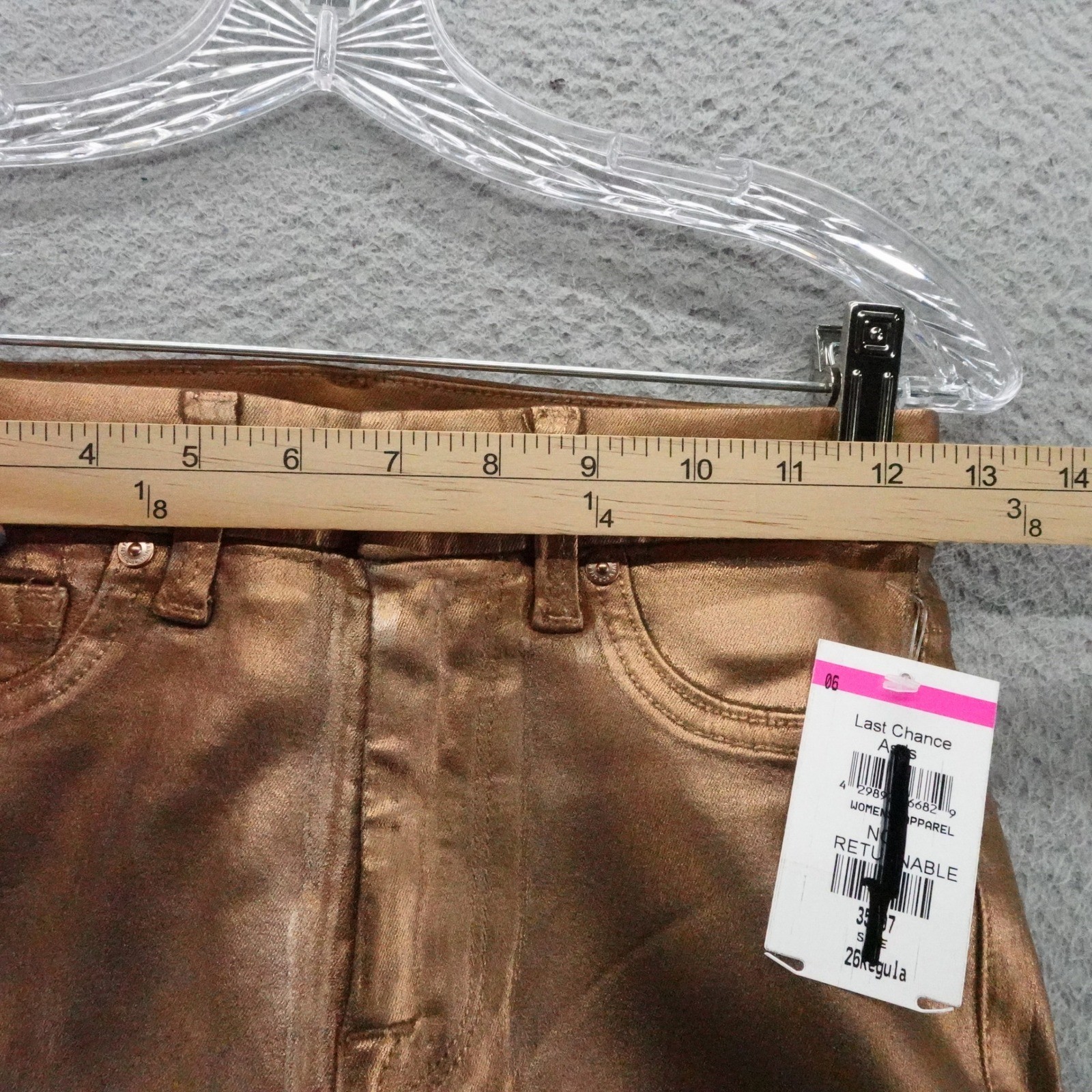 7 For All Mankind Womens Metallic Bronze Coated Skinny Jeans Size 26 NEW
